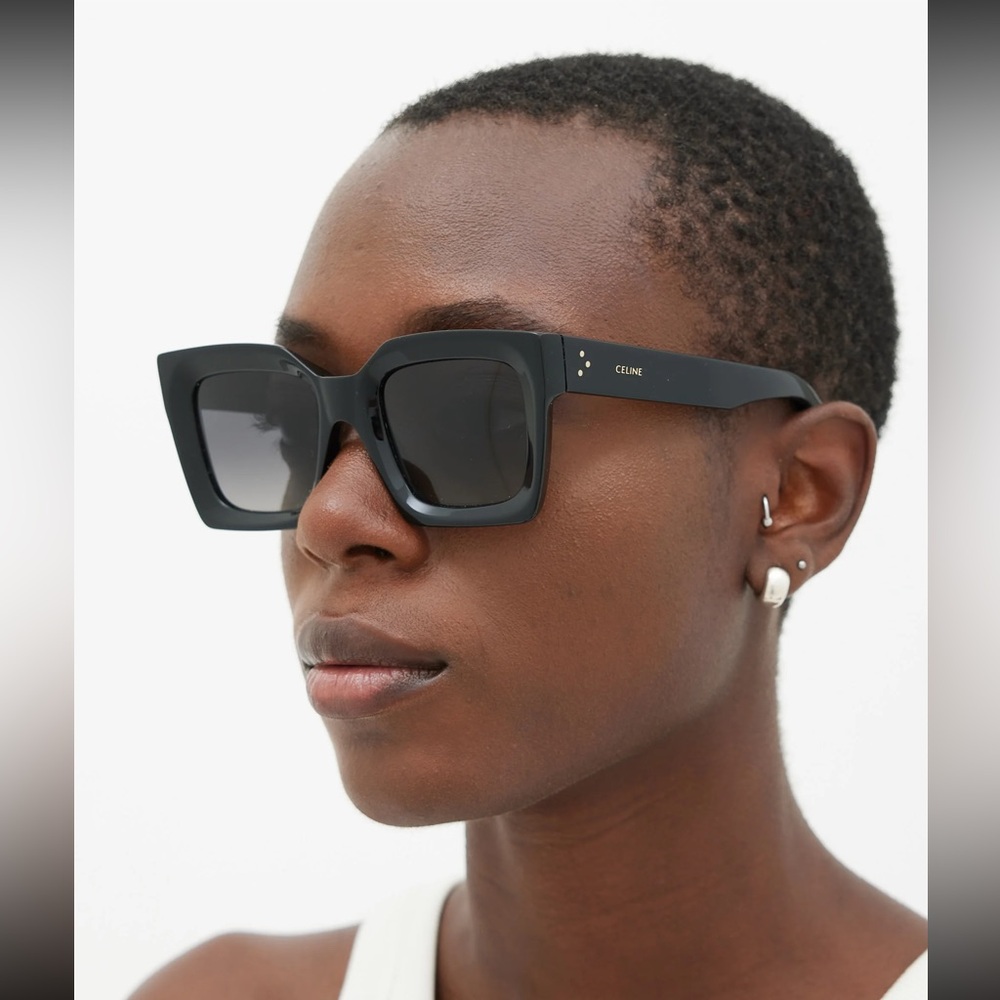 Authentic NEW Celine Black Rectangle Acetate sunglasses - Picture 6 of 17